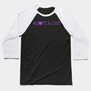 Adopt A Cat Purple Paw Pad Baseball T-Shirt